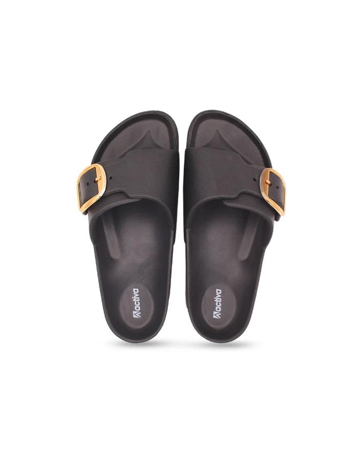 Women’s Solid Buckle EVA Slide | Open-Toe Lightweight Comfort
