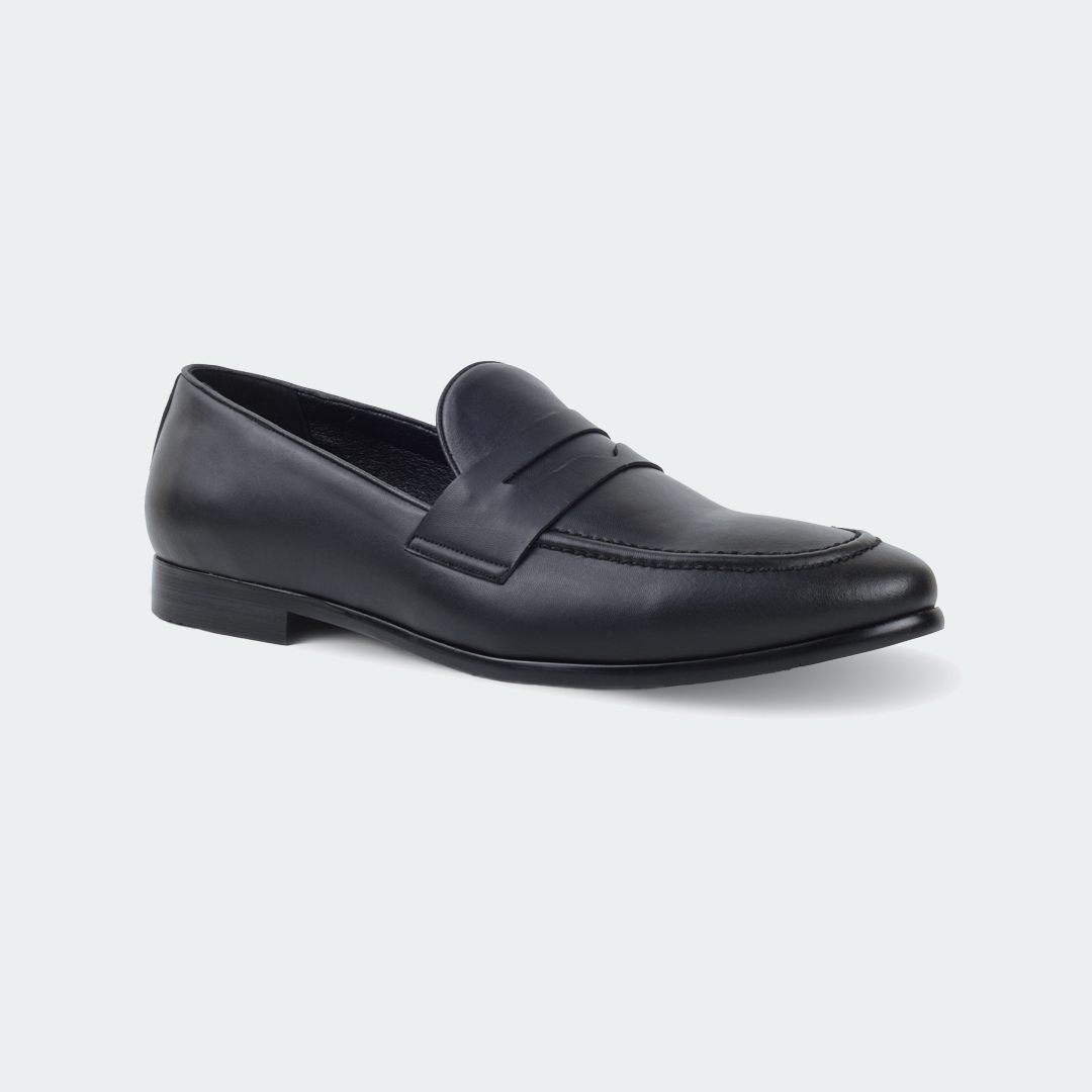 B 682 C -Black Penny Formal Shoes For Men -Caliber Shoes Nepal