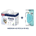 Aiwibi Premium Diapers Baby Pants- Medium 42 + Wipes