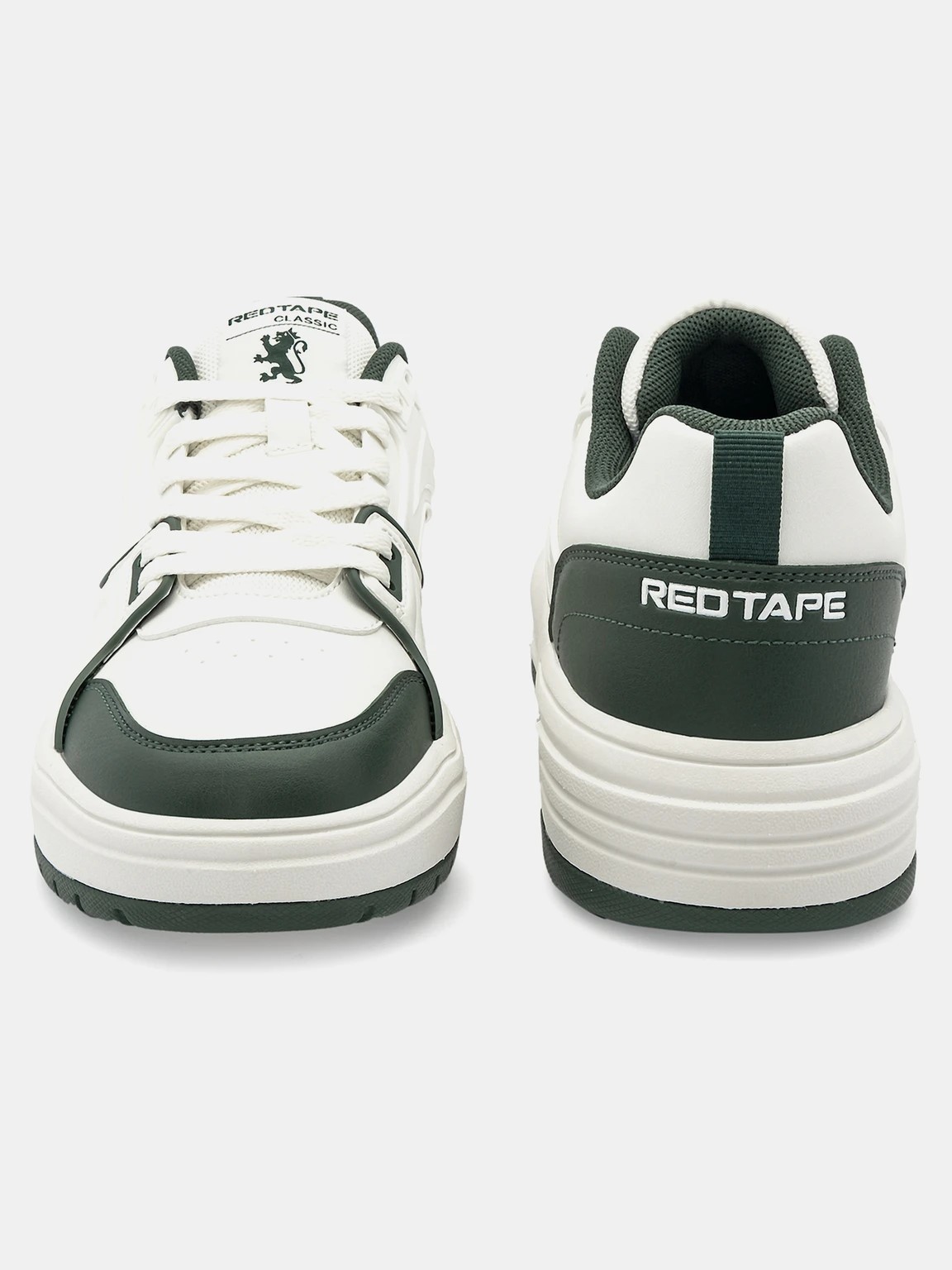 Red Tape Classic Men’s Casual Low-Top Sneakers – White & Green Lifestyle Streetwear Shoes (RSL1325)