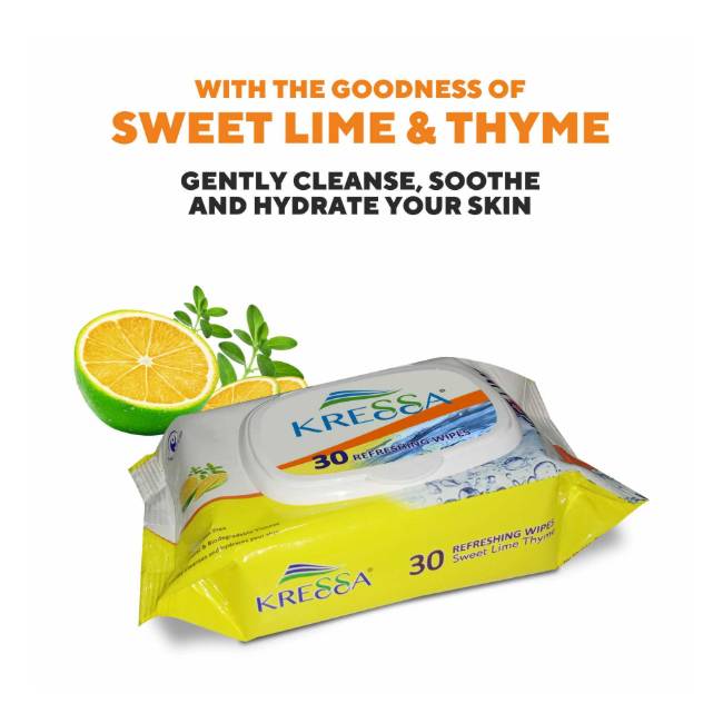 Kressa Wet Tissue Sweet Lime Thyme 30's