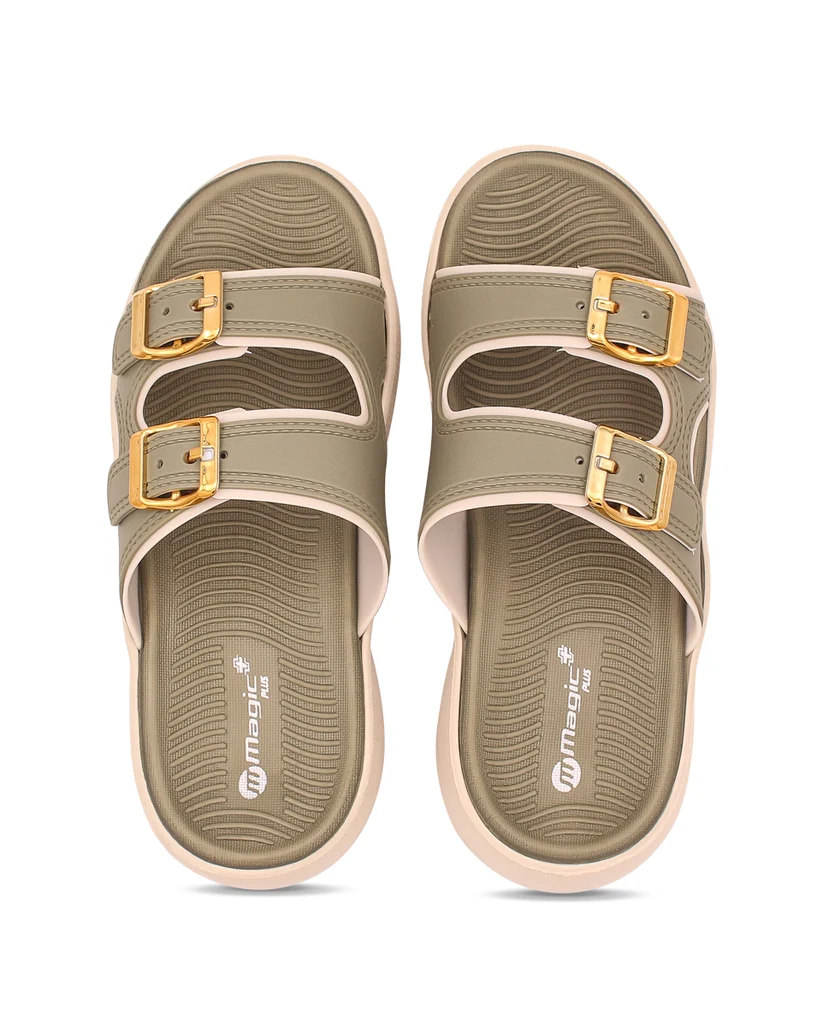 DOCTOR SOLE Magic+ Women's Double Buckle Orthopedic Slide Sandals – Lightweight with Adjustable Straps