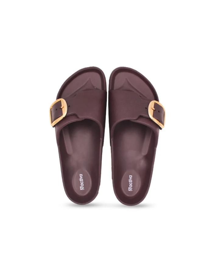 Women’s Solid Buckle EVA Slide | Open-Toe Lightweight Comfort