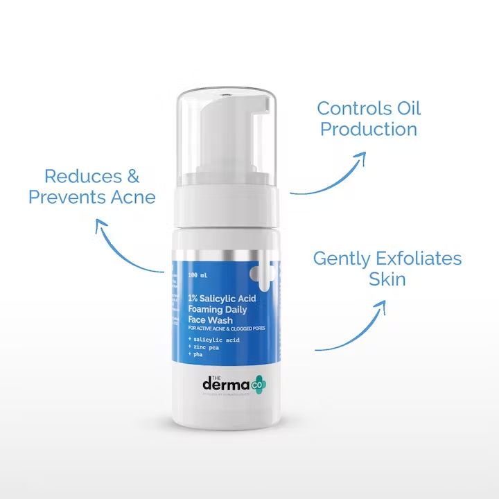 The Derma Co. 1% Salicylic Acid Foaming Daily Face Wash, 100ml (8904417301076)