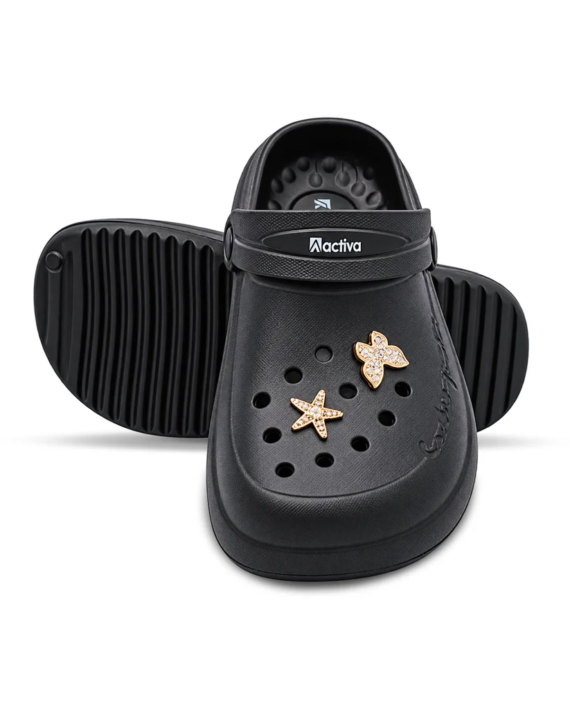 Women's Lightweight Clogs with Charms – Cushioned Slip-On Clogs with Adjustable Heel Strap for Everyday Wear