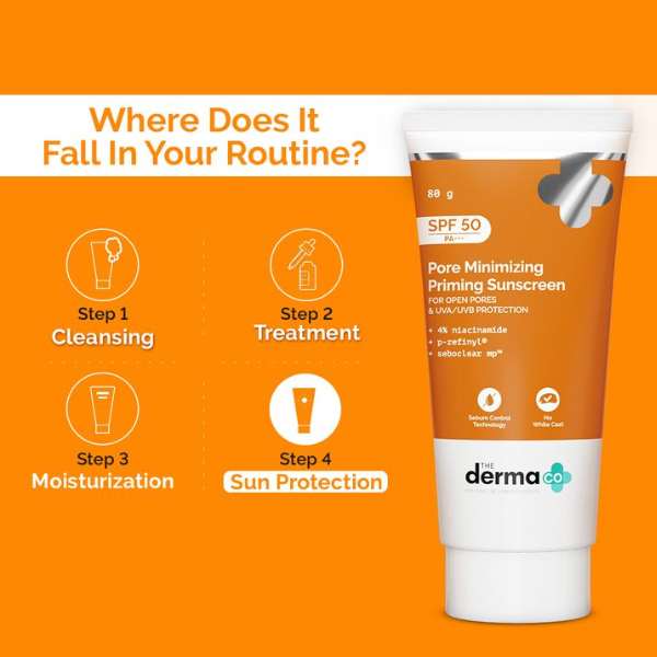 The Derma Co. Pore Minimizing Priming Sunscreen SPF 50 PA+++, 50gm (8904417303131)