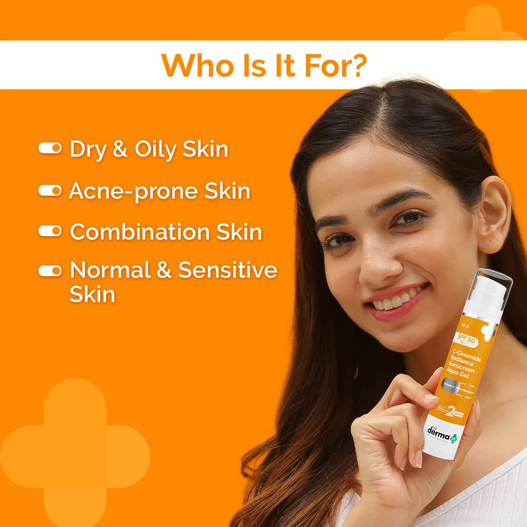 The Derma Co. C-Cinamide Radiance Sunscreen Aqua Gel with SPF 50 & PA++++, 50gm (8904417306163)