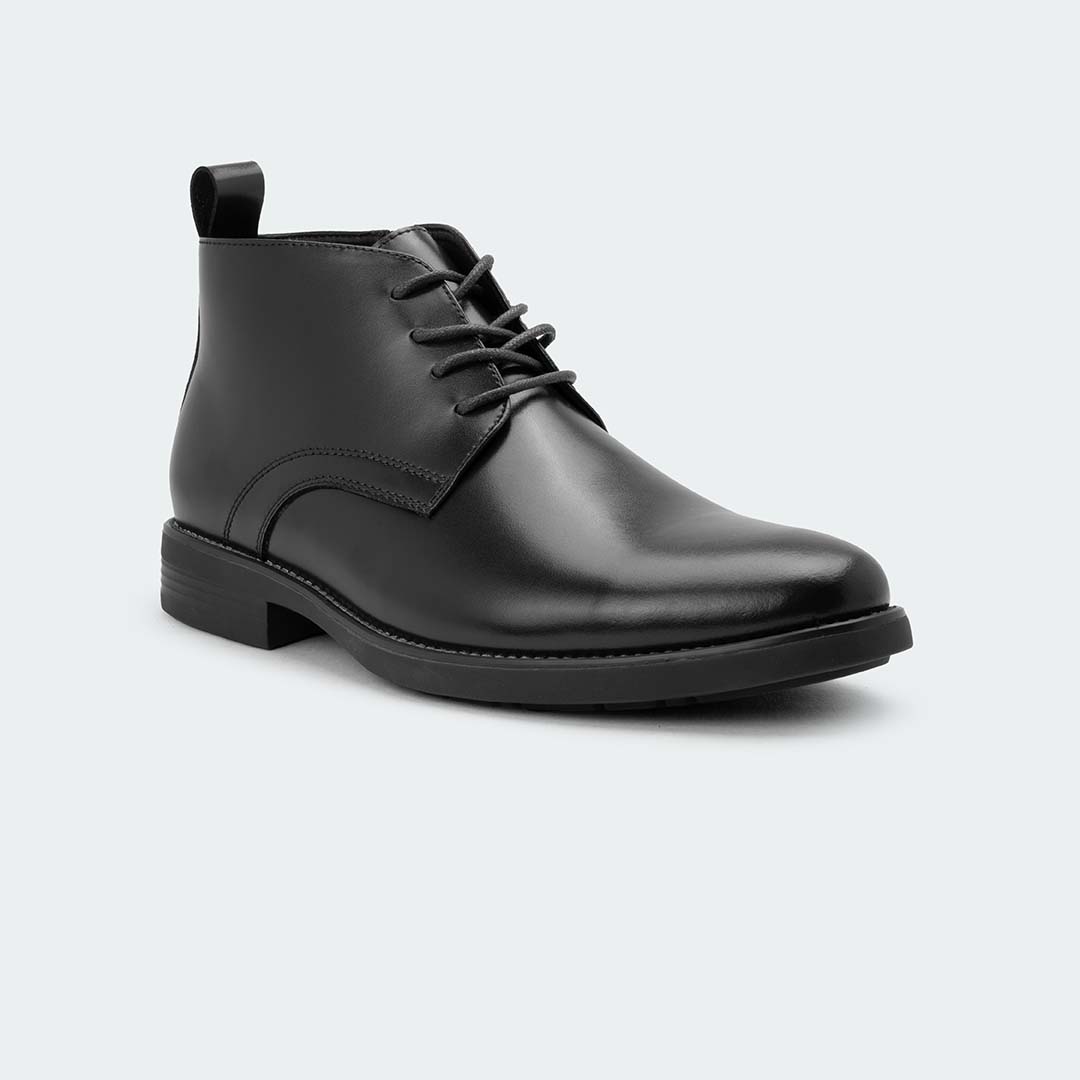 ALVIN A409C – Black Side Chain With Lace Up Boots For Men – Caliber Shoes Nepal