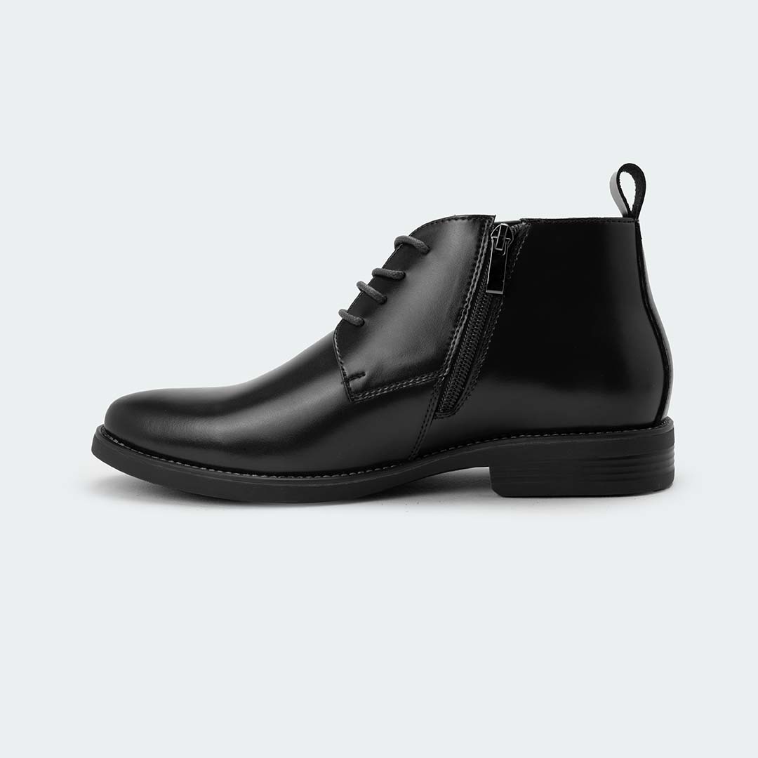 ALVIN A409C – Black Side Chain With Lace Up Boots For Men – Caliber Shoes Nepal