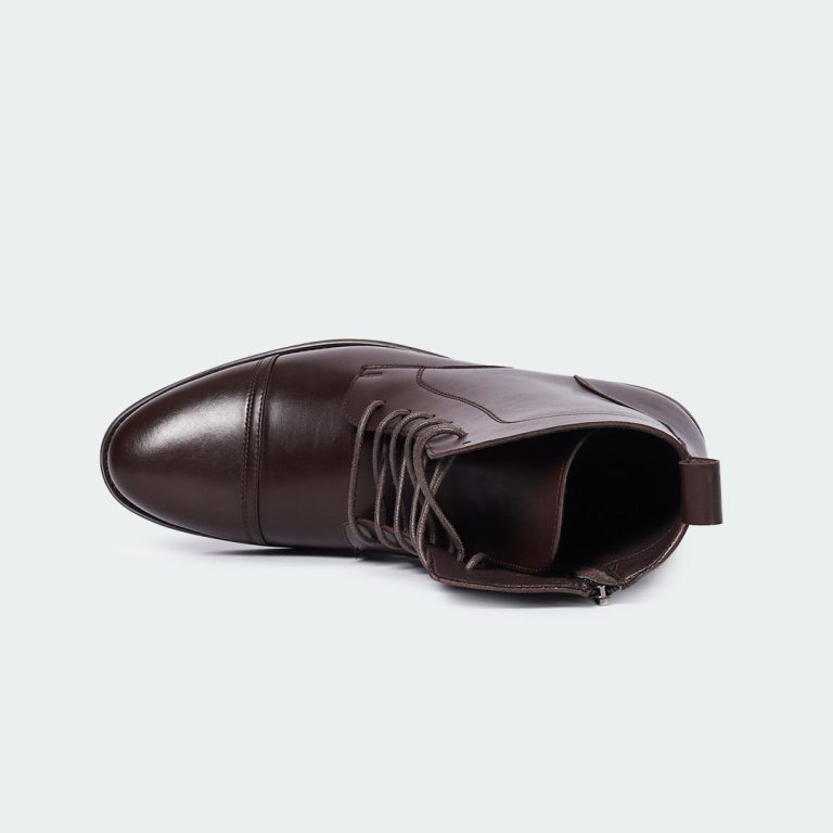 HUDSON A504C -Coffee Side Chain With Lace Up Boots For Men -Caliber Shoes Nepal