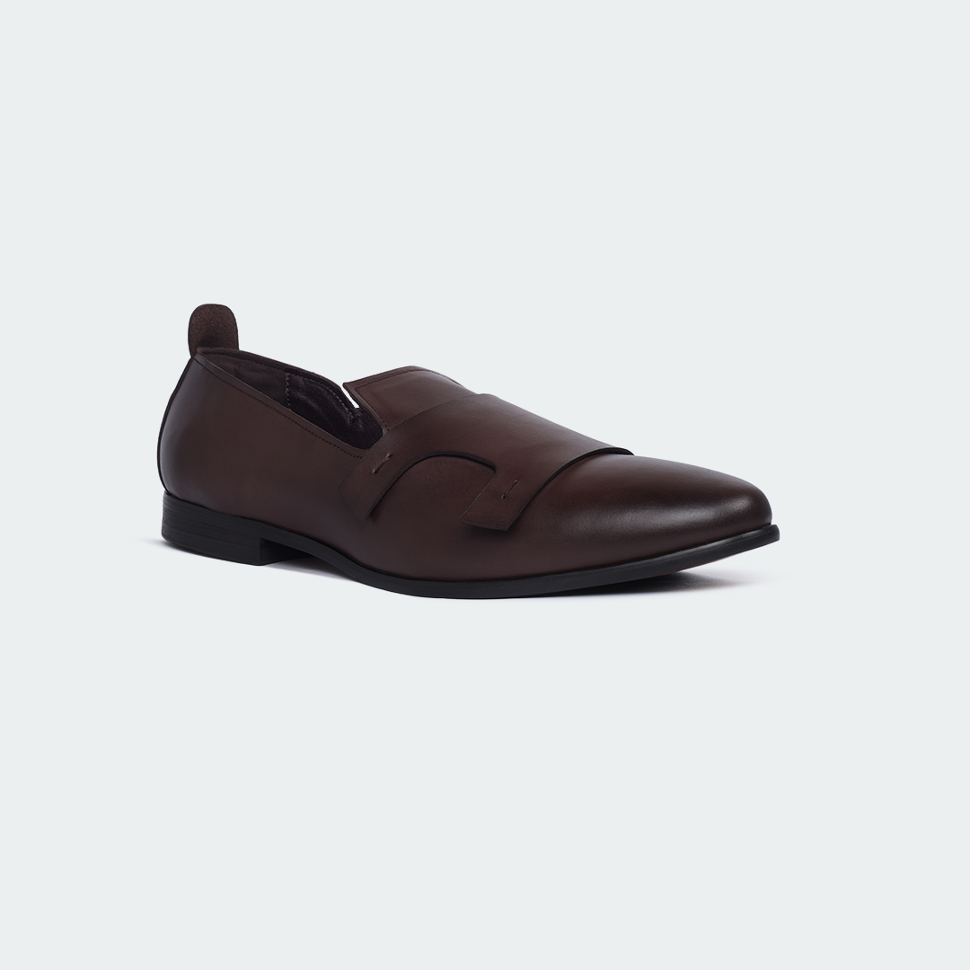 OPAL B 712 C -Coffee Double Monk Strap Shoes For Men -Caliber Shoes Nepal