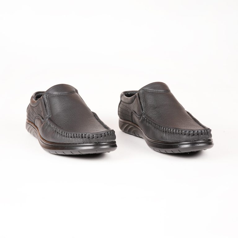 Run Shoes Black Leather Slip-on Loafers for Men (3041)