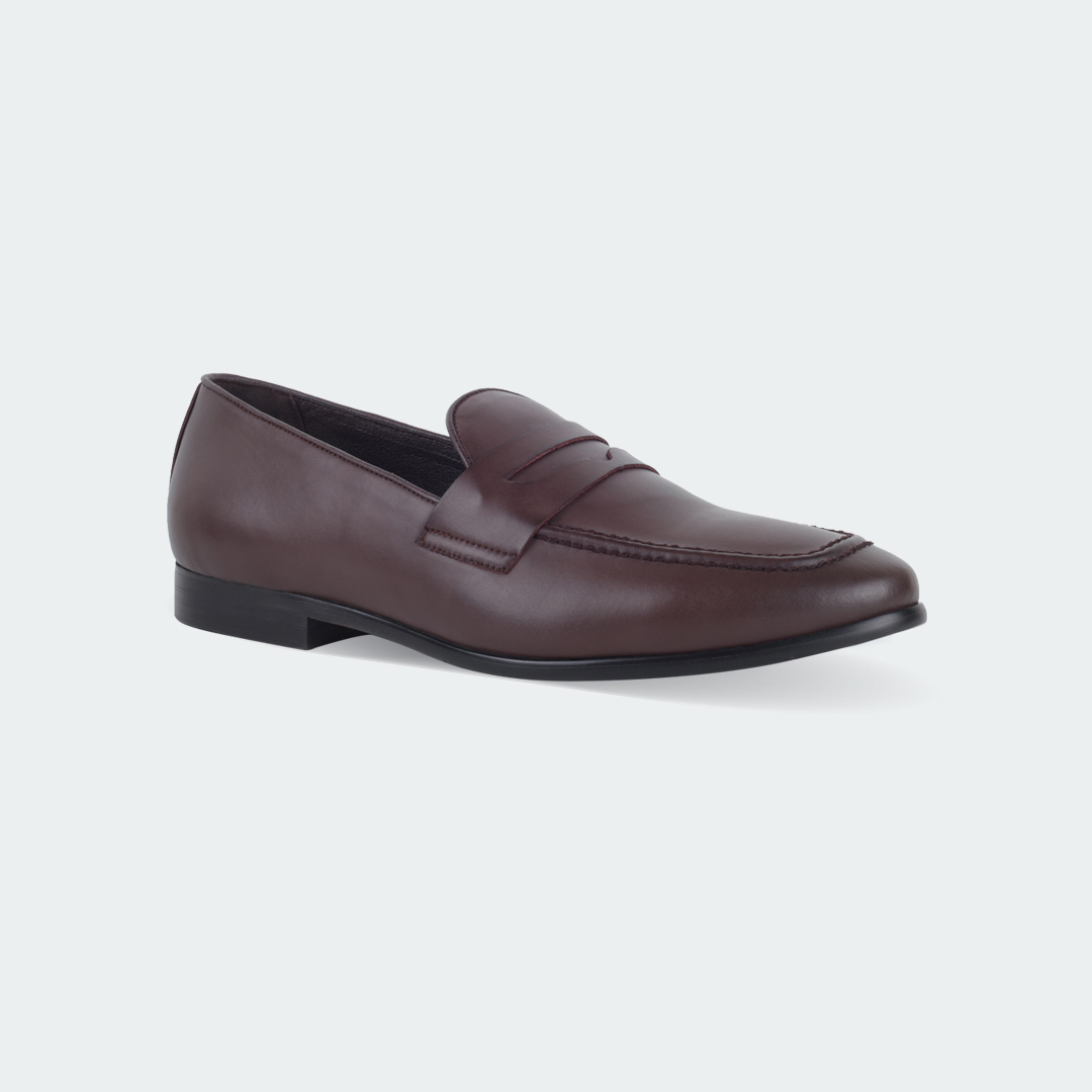 B 682 C -Coffee Penny Formal Shoes For Men -Caliber Shoes Nepal
