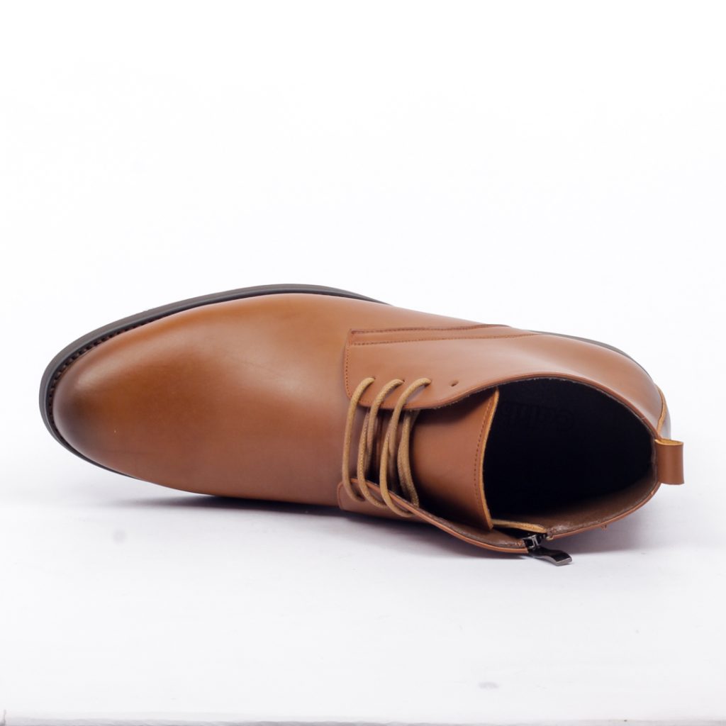 A 409 C -Coffee/R Side Chain With Lace Up Boots For Men -Caliber Shoes Nepal