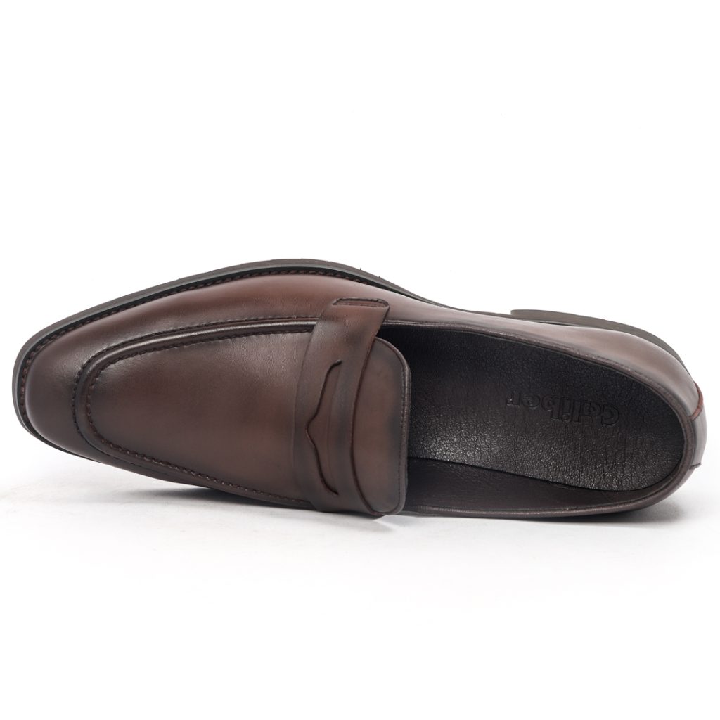 T 654 C -Coffee Penny Formal Shoes For Men -Caliber Shoes Nepal