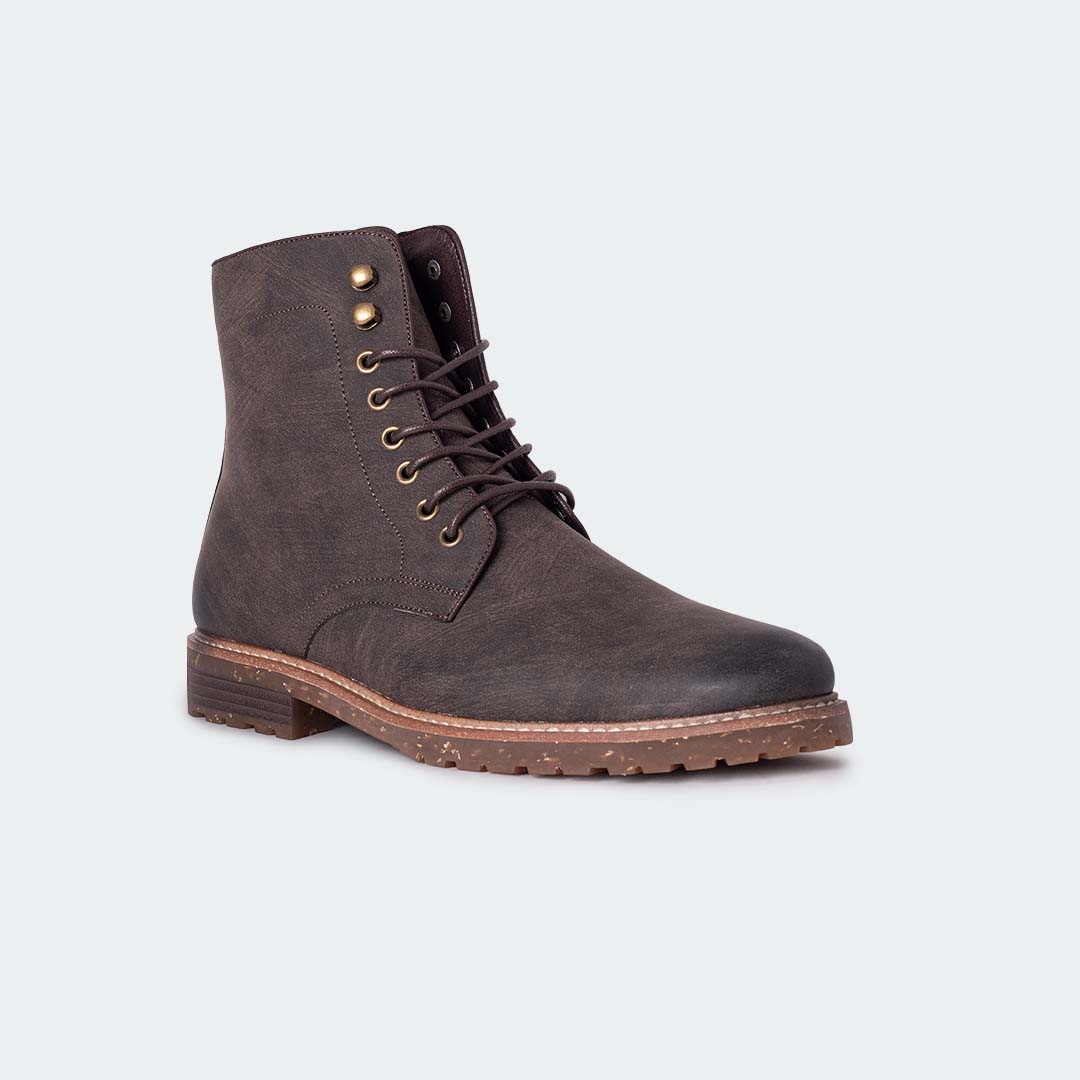 NICHOLAS A500R-Coffee Lace Up Boots For Men -Caliber Shoes Nepal