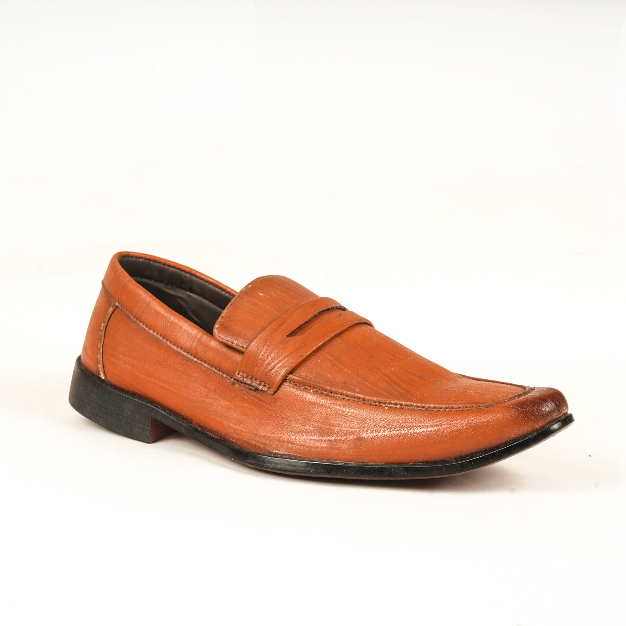 Run Shoes Tan Leather Slip-on Formal Loafers for Men (2241)