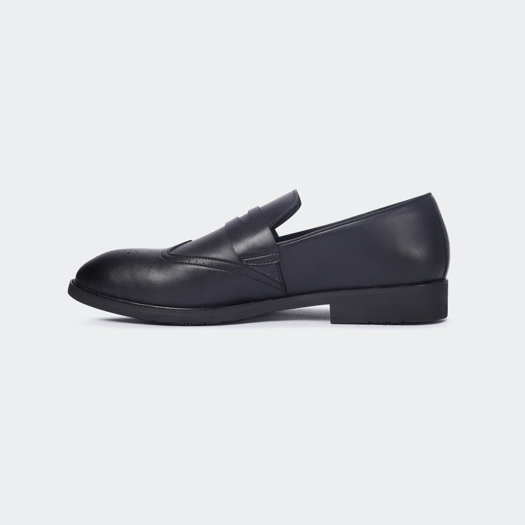 Y506C -Black Penny Formal Shoes For Men -Caliber Shoes Nepal