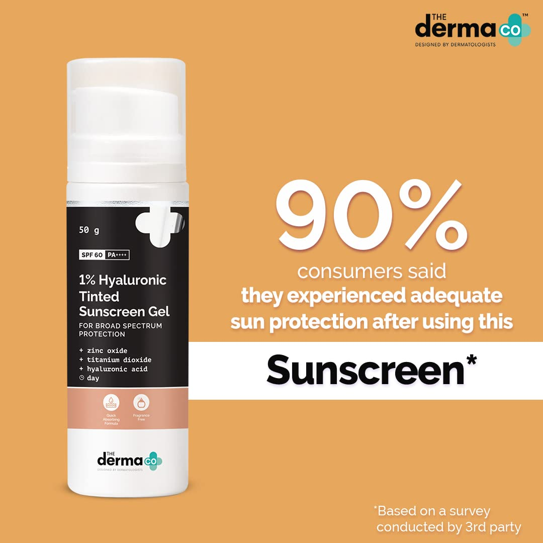 The Derma Co. 1% Hyaluronic Tinted Sunscreen Gel SPF 60 PA++++, 50gm (8906087778363)