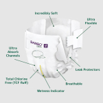 Bambo Nature Baby Diapers Size 4 L (7–14 kg) – 24 pcs (Pack of 3) Tape Style | Eco-Friendly, Soft & Sensitive Skin Safe Diapers
