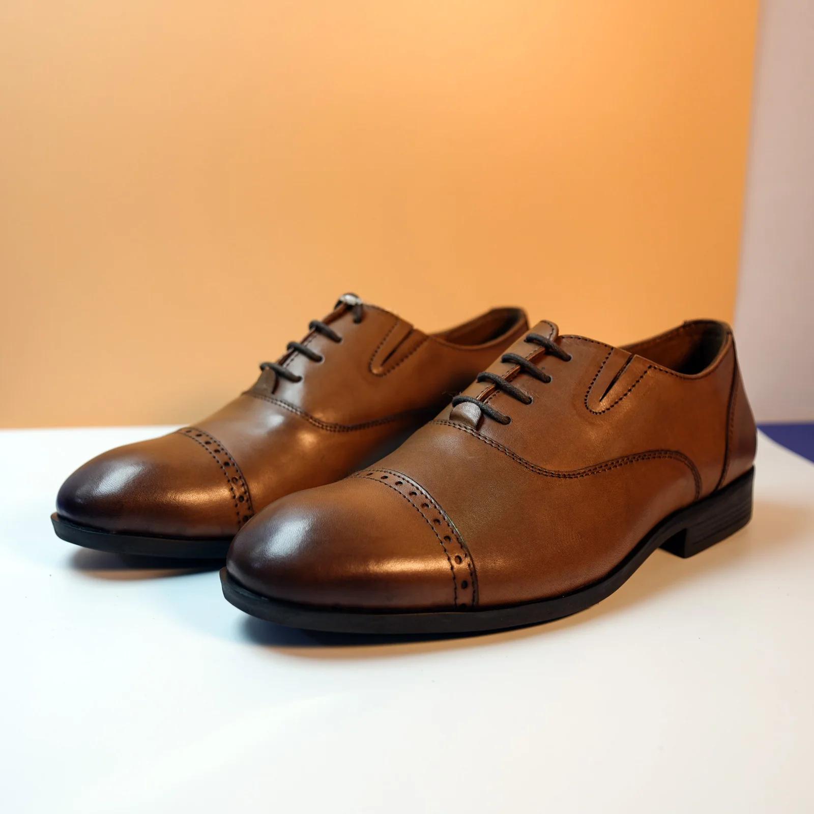 Men's Genuine Leather Brogue Oxford Shoes GS120