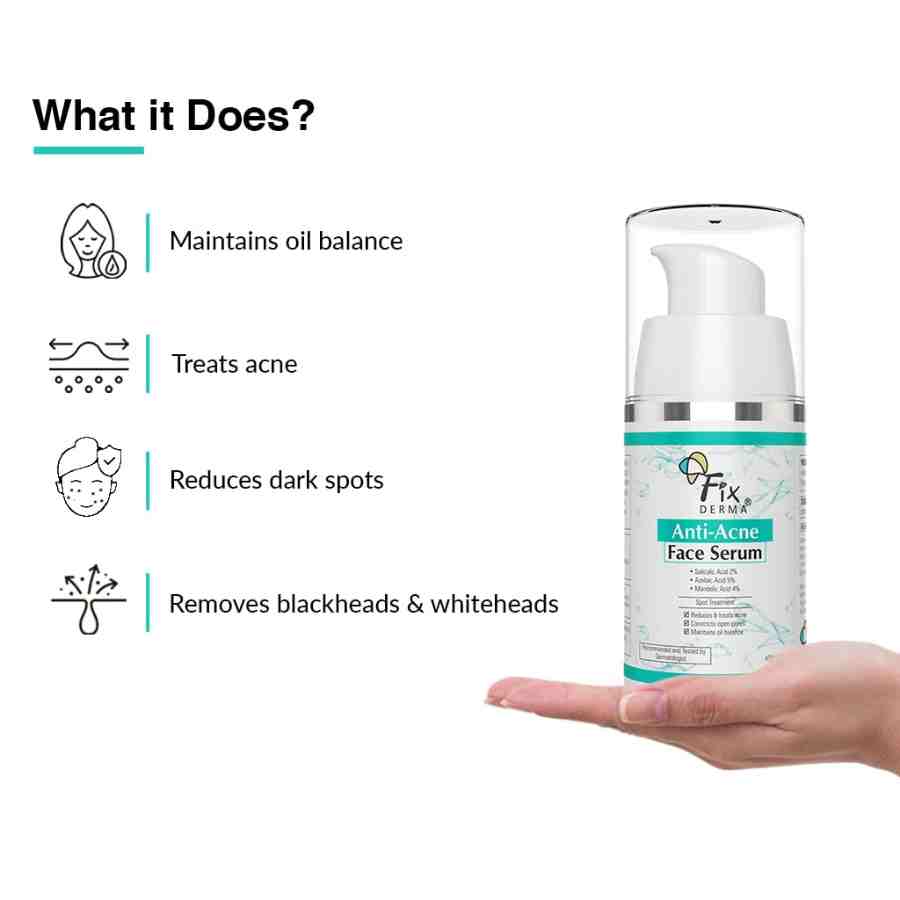 Fix Derma 2% Salicylic Acid Serum for Anti Acne & Spot Treatment with 5% Azelaic Acid & 4% Mandelic Acid, 30gm