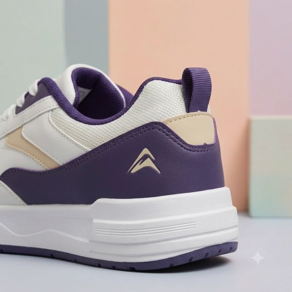 Goldstar AXL-114 Women’s Casual Sneakers Beige Purple Lace-Up Comfort Shoes