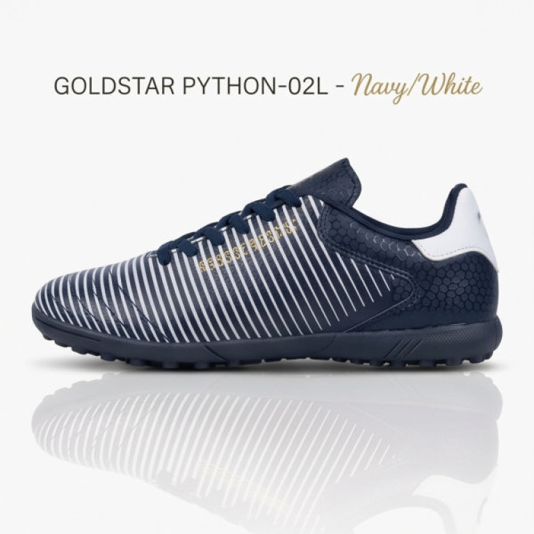 Goldstar Python 02L Futsal Boots (Navy & White) | Lightweight Turf & Indoor Soccer Shoes for Men1