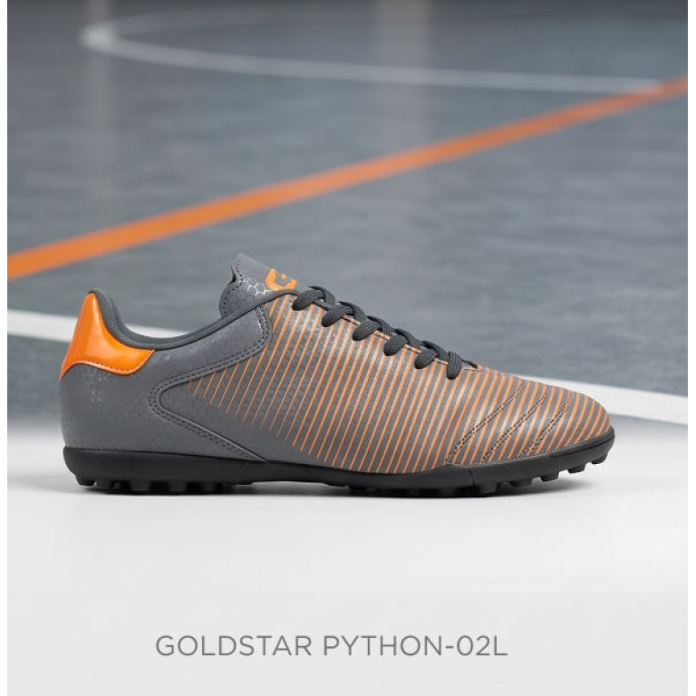 Goldstar Python-02L Grey/Orange Futsal Shoes – Men’s Non-Marking Indoor Football Cleats