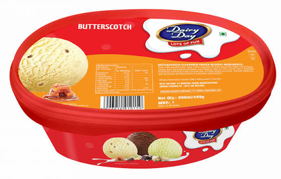 butterscotch ice cream 500ml poly tube