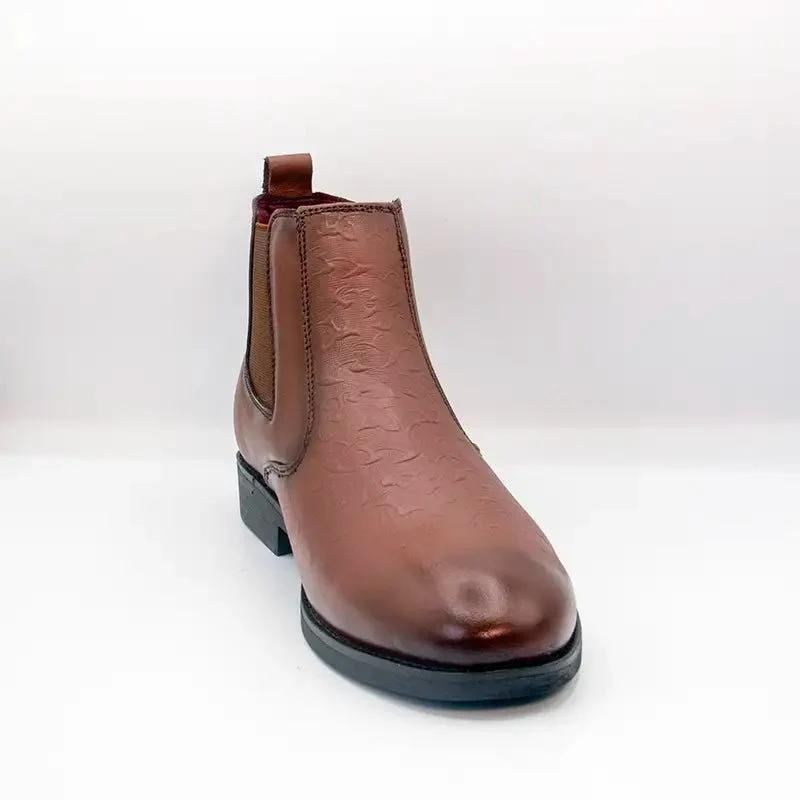 Men's Brown Genuine Leather Chelsea Boots GS93