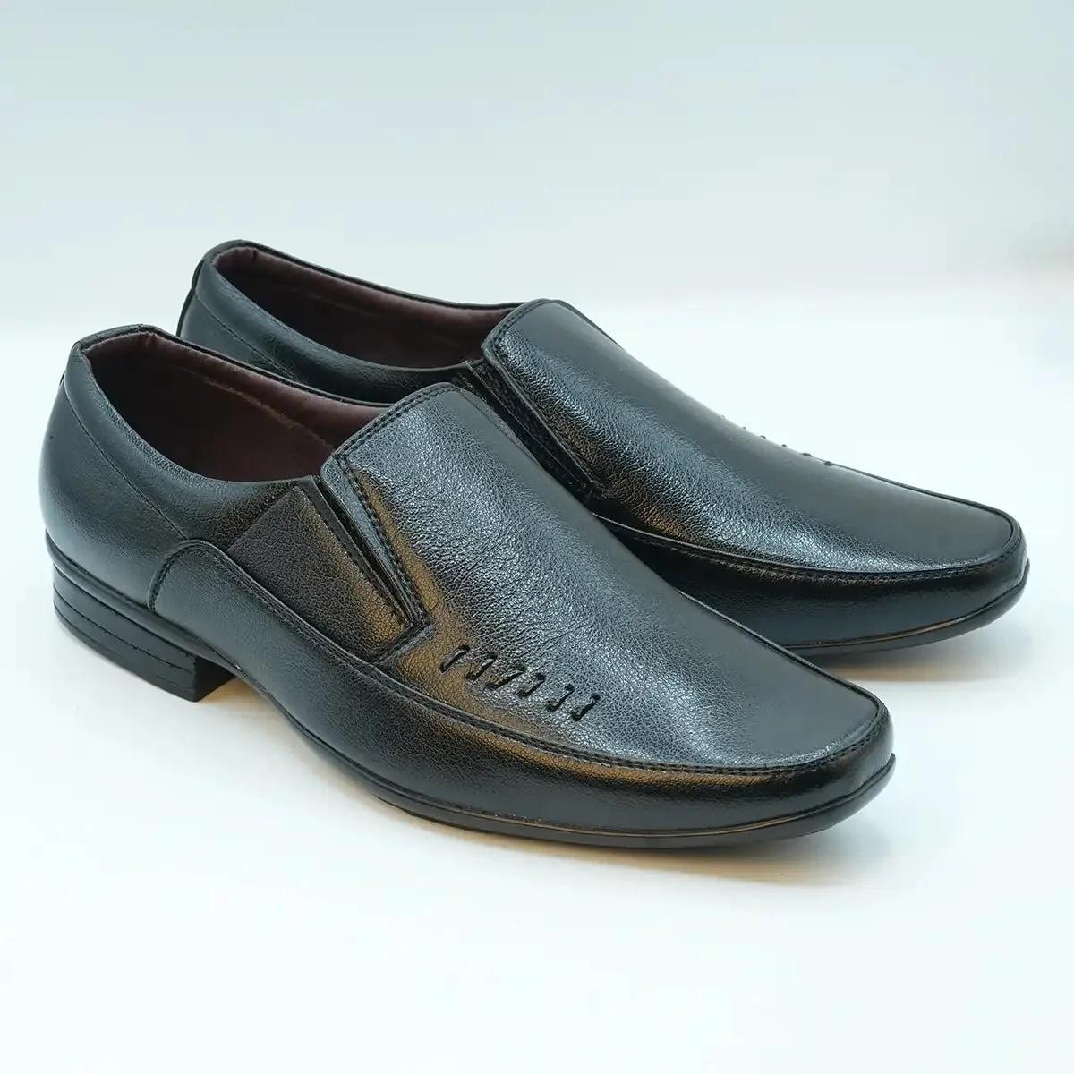 Men's Black Polished Formal Slip-On Shoes GS56