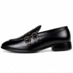 Run Shoes Double Buckle Black Loafers (2289)