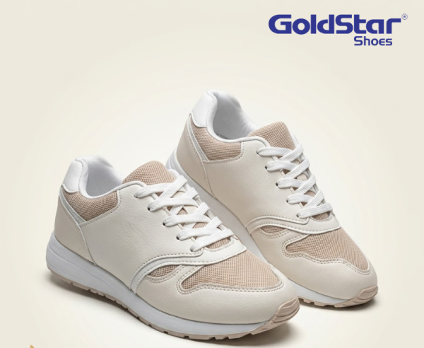 GoldStar Daisy-02 Lightweight Breathable Mesh Sneakers Beige/White