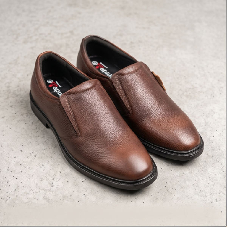 Goldstar Republic VE-2003 Men’s Genuine Textured Leather Slip-On Formal & Semi-Formal Loafers – Tan.