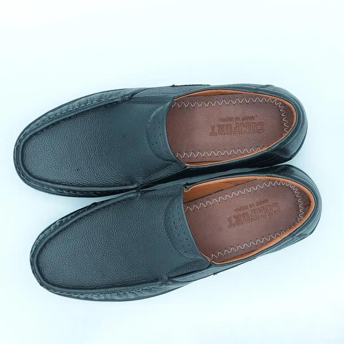 Men's Black Formal Slip-On Loafers with Medicated Insole GS47