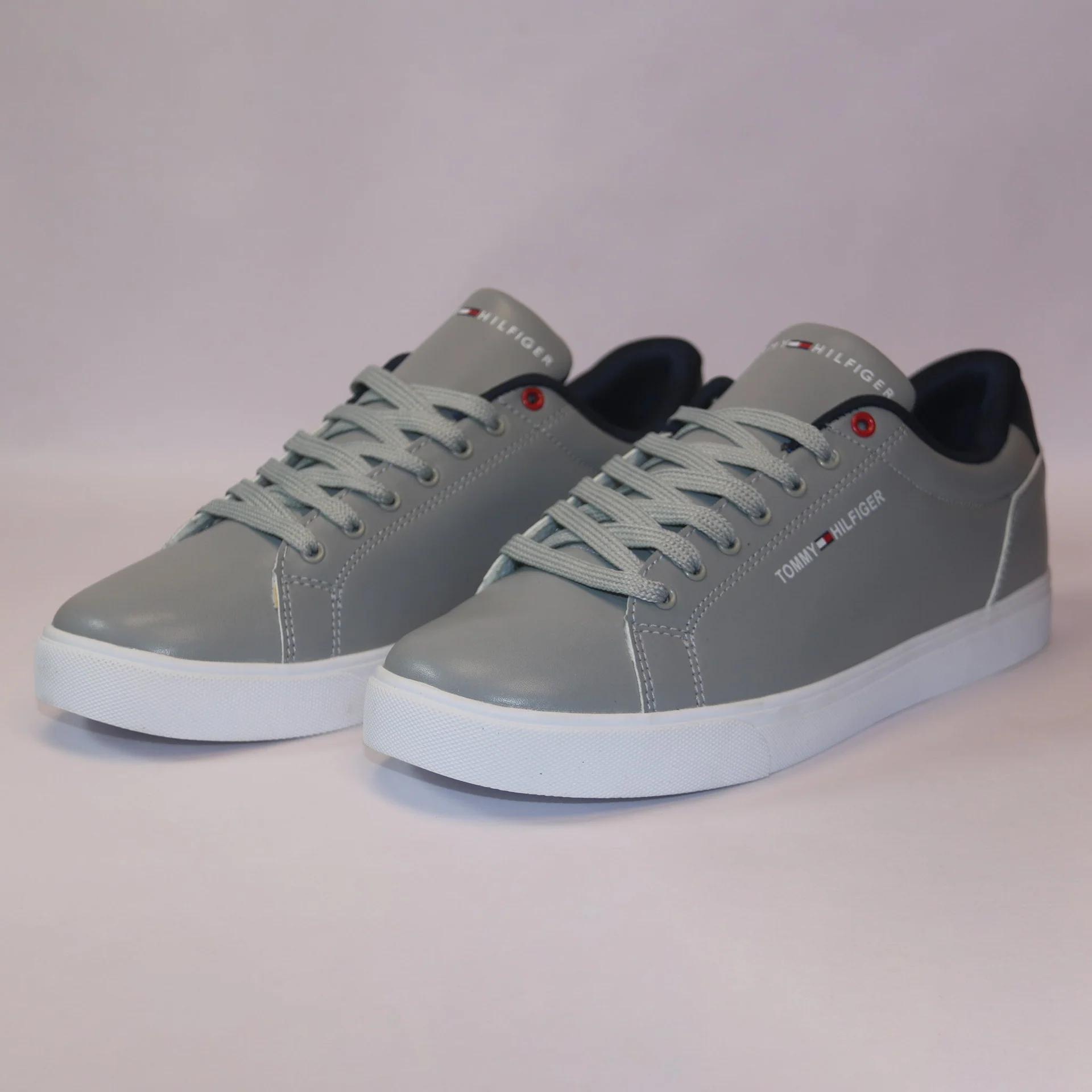 Tommy Hilfiger Men's Grey Leather Sneakers GS125