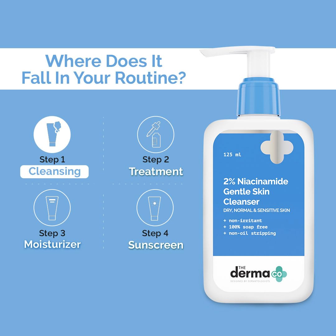 The Derma Co. 2% Niacinamide Gentle Skin Cleanser for Sensitive, Dry & Normal Skin, 