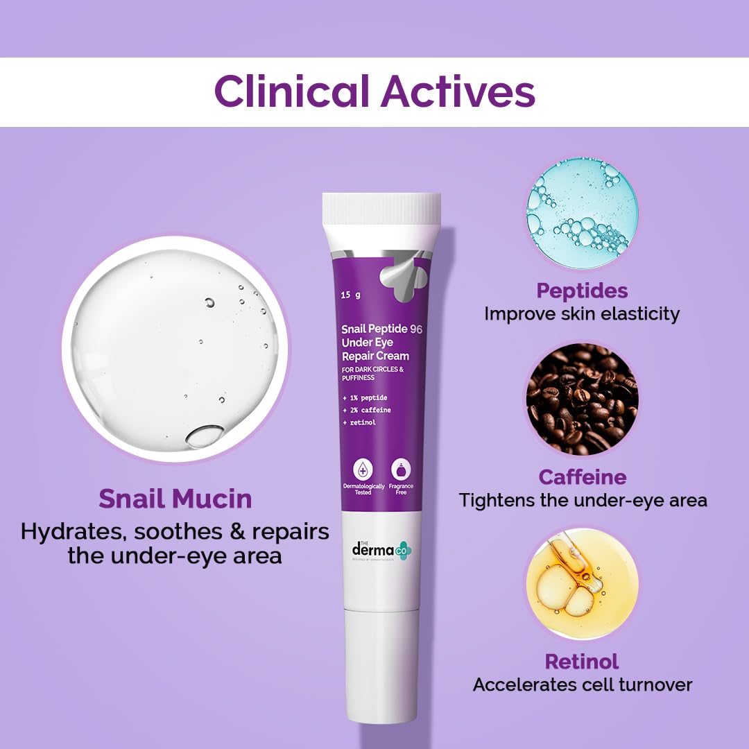 The Derma Co. Snail Peptide 96 Under Eye Repair Cream with Snail Mucin & Peptide Complex For Dark Circles & Puffiness, 15gm (8904417313567)