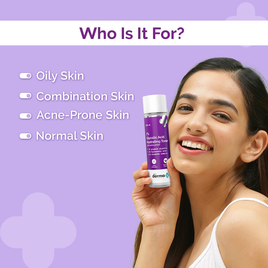 The Derma Co. 7% Glycolic Acid Hydrating Toner with Glycolic Acid & Hyaluronic Acid, 150ml (8904417311600)